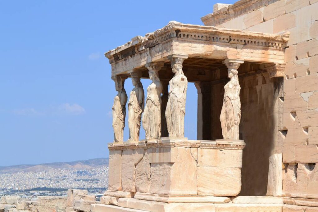 The Erechtheio found at the Athens Acropolis is a must see for those visiting Athens in the winter. The Erechtheio part of the Athens Acropolis is worth visiting in the winter.